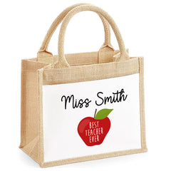 Thank You Teacher Gift, Personalised Teacher Bag | Personalised Teacher Gift, Teacher Present. End Of Term Gift, TA Gift - Teacher Apple