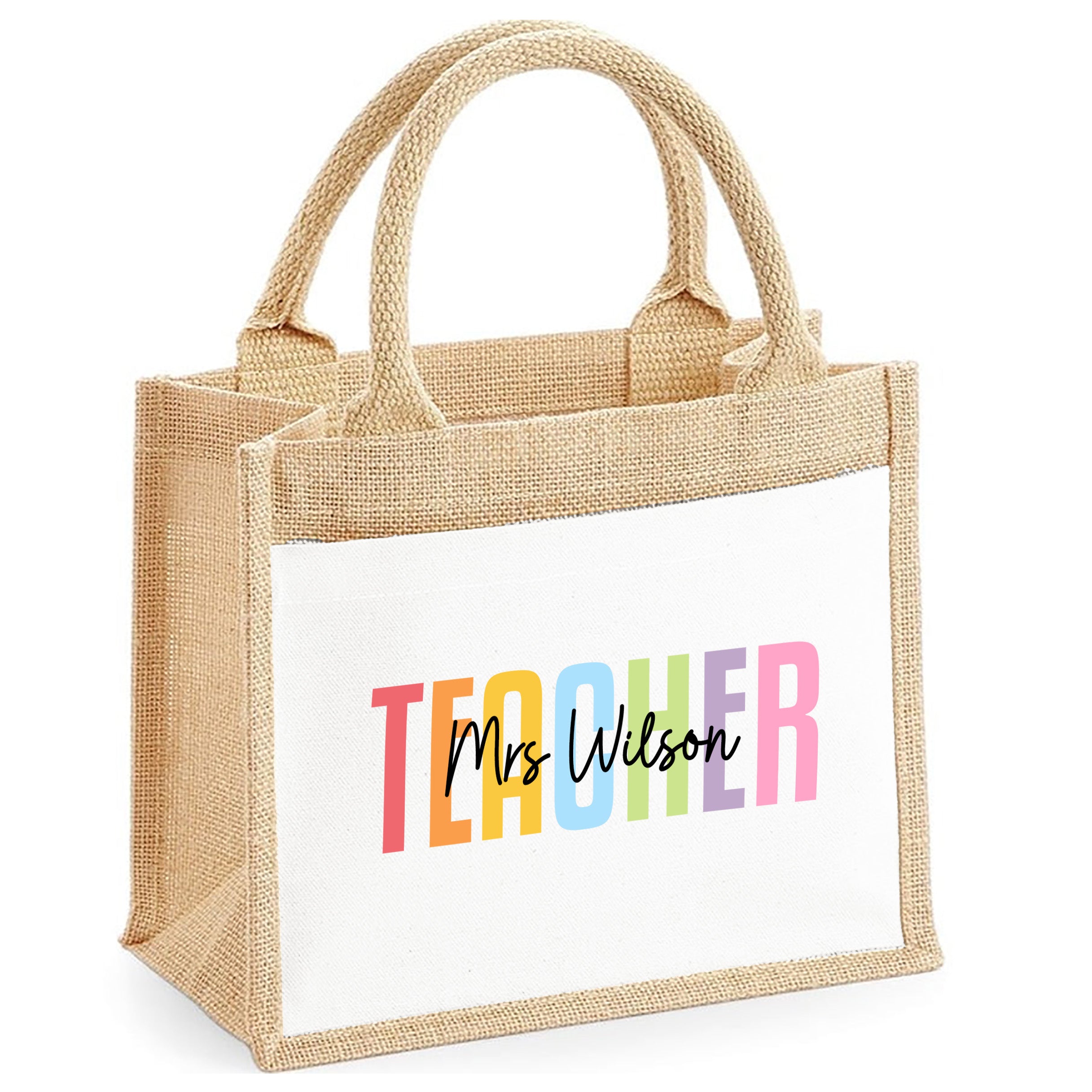Thank You Teacher Gift, Personalised Teacher Bag | Personalised Teacher Gift, Teacher Present. End Of Term Gift, TA Gift - Watercolour