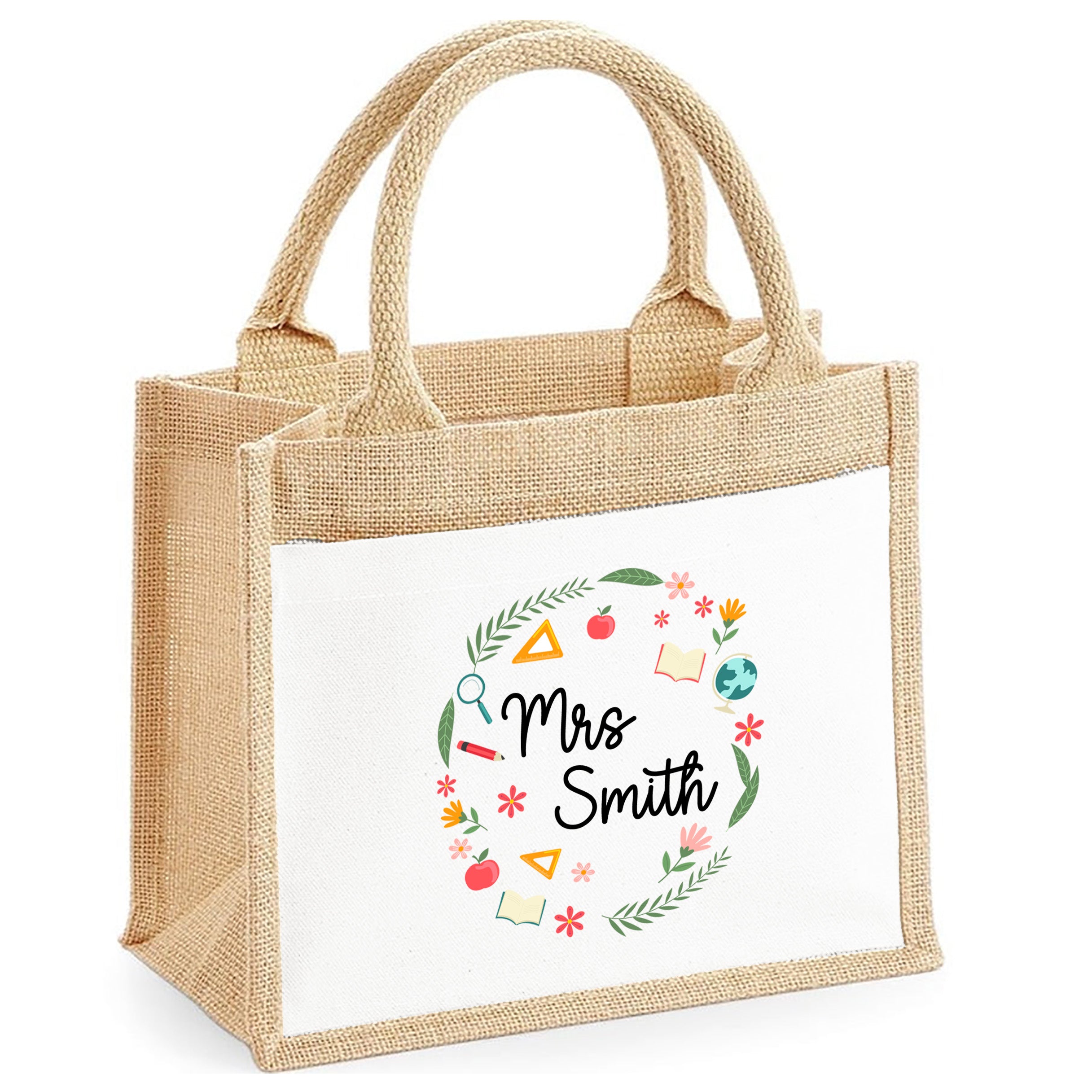 Thank You Teacher Gift, Personalised Teacher Bag | Personalised Teacher Gift, Teacher Present. End Of Term Gift, TA Gift - Teacher Wreath