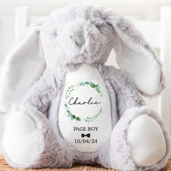 Page Boy Teddy Bear | Personalised Page Boy Thank You, Custom Page Boy Gift | Page Boy Favour | Personalised Page Boy Gift | Floral Wreath