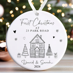 Personalised Christmas Bauble | First Christmas At New Home Bauble, 1st Christmas At Decoration Keepsake | New Home Gift - Illustrations