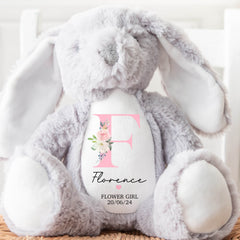 Flower Girl Teddy Bear | Personalised Flower Girl Thank You, Custom Flower Girl Gift | Ceramic Keepsake | Flower Girl Favour | Pink Floral