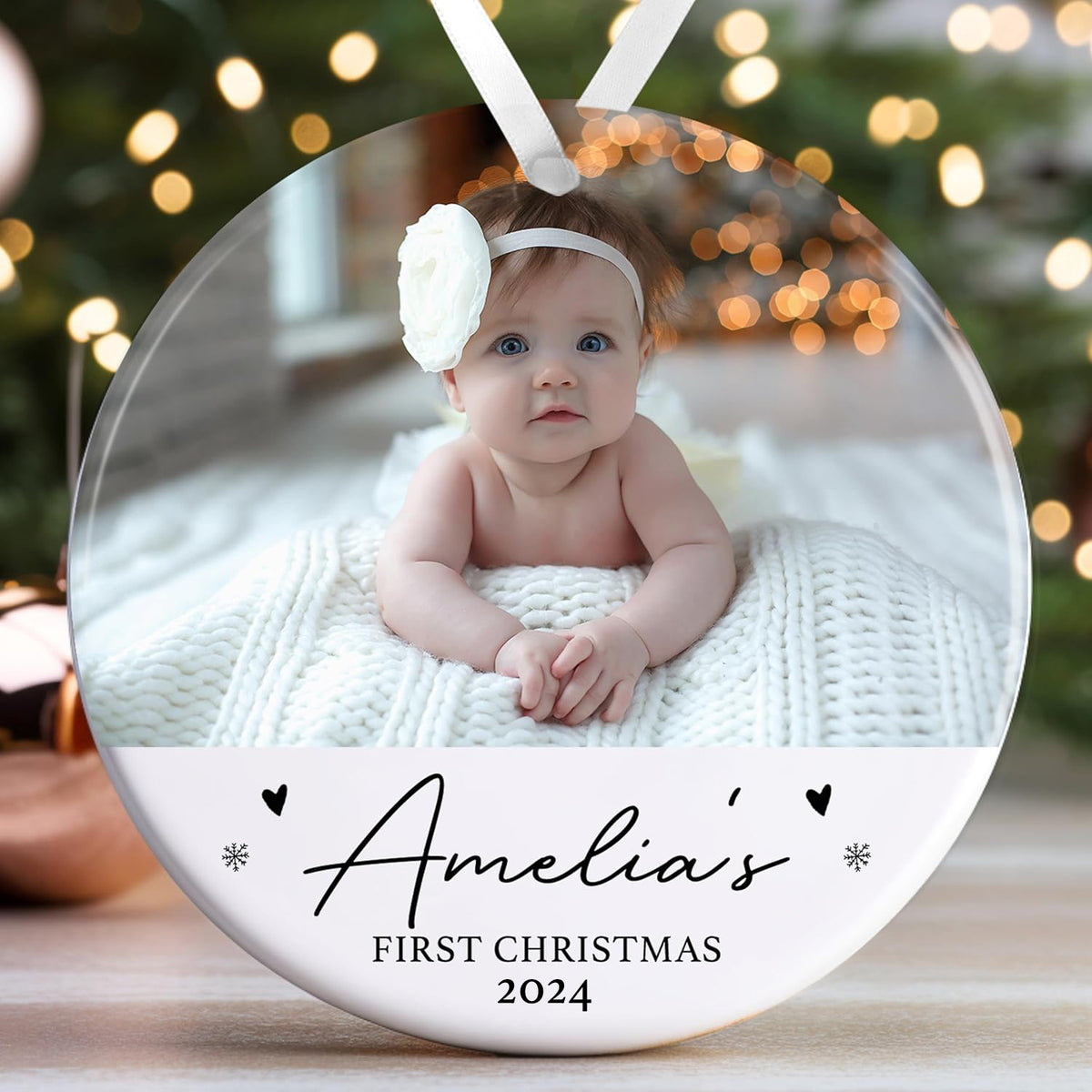Personalised Babys First Christmas Bauble | Babys 1st Christmas Bauble | Baby’s 1st Christmas Gift | 1st Christmas Decoration - Photo Upload