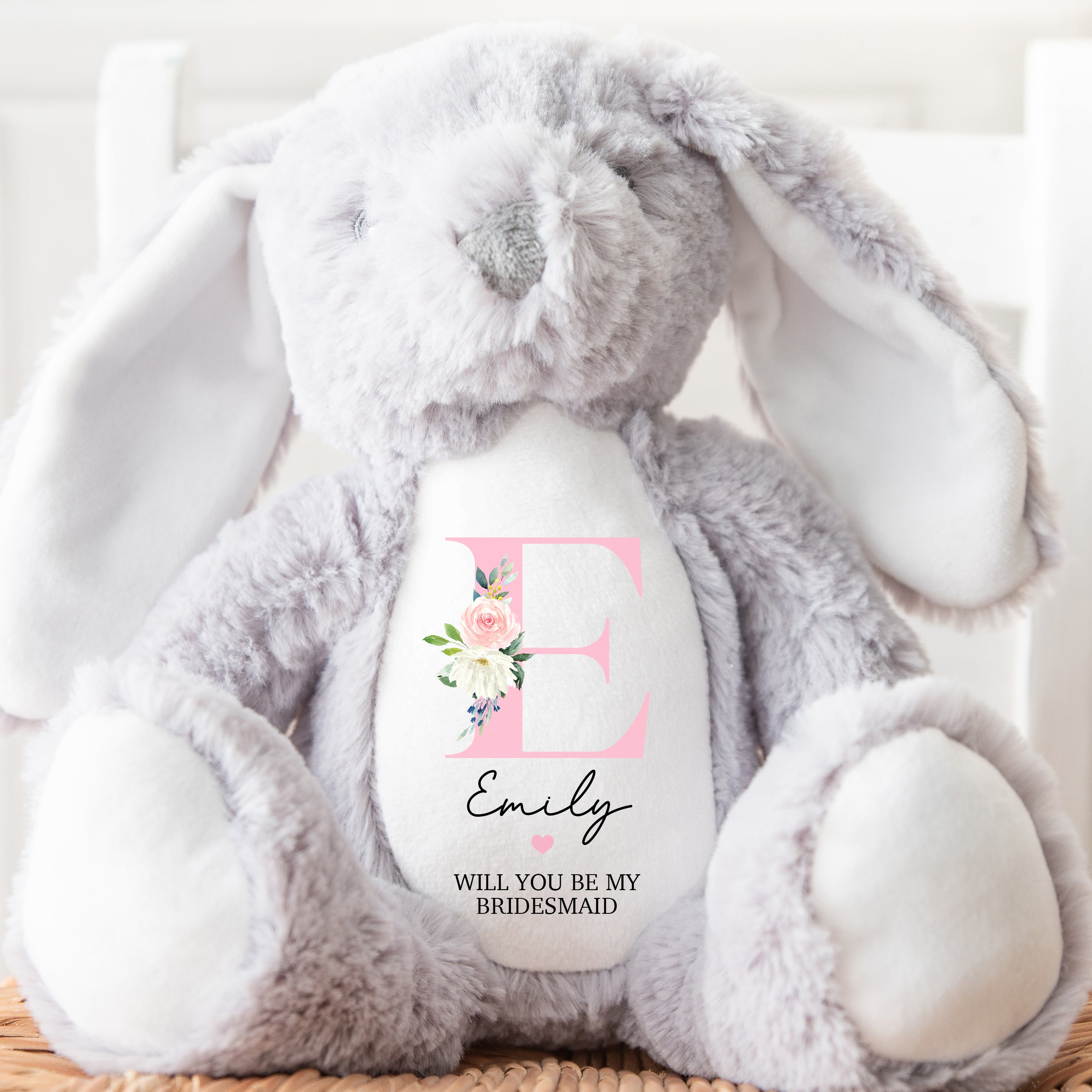 Will You Be My Bridesmaid Teddy Bear | Personalised Bridesmaid Announcement, Custom Bridesmaid Gift | Bridesmaid Keepsake | Pink Floral