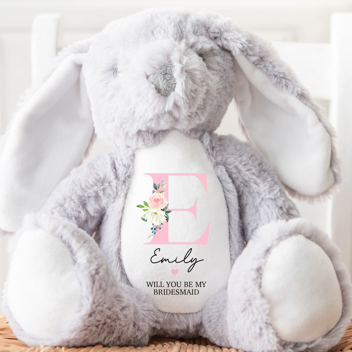 Will You Be My Bridesmaid Teddy Bear | Personalised Bridesmaid Announcement, Custom Bridesmaid Gift | Bridesmaid Keepsake | Pink Floral