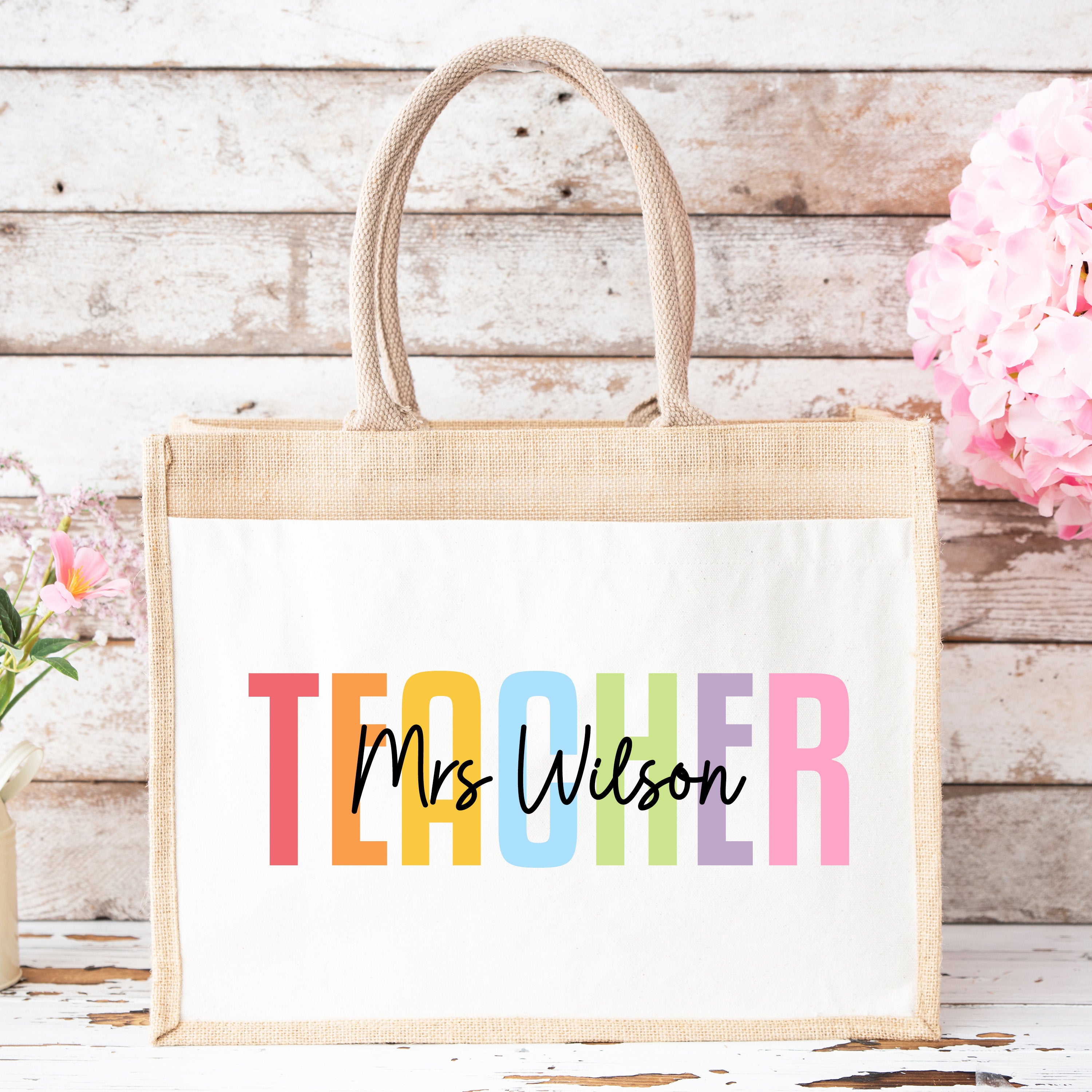 Thank You Teacher Gift, Personalised Teacher Bag | Personalised Teacher Gift, Teacher Present. End Of Term Gift, TA Gift - Watercolour