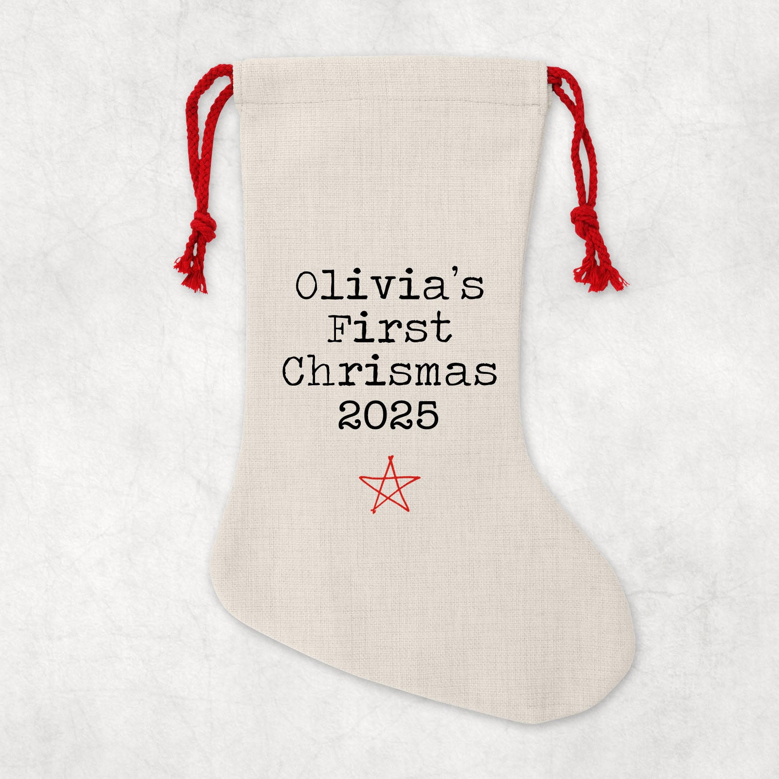 Personalised Christmas Sack | Custom Christmas Stocking | Custom Santa Sack For Kids, Children's Christmas Sack - Typewriter Star