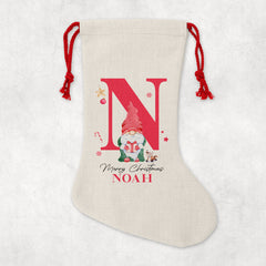 Personalised Christmas Sack | Custom Christmas Stocking | Custom Santa Sack For Kids, Children's Christmas Sack - Elf Initial