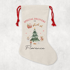 Personalised Christmas Sack | Custom Christmas Stocking | Custom Santa Sack For Kids, Children's Christmas Sack - Watercolour Christmas