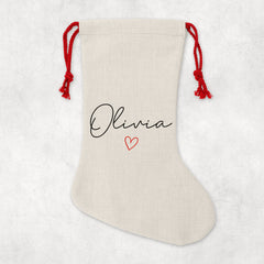 Personalised Christmas Sack | Custom Christmas Stocking | Custom Santa Sack For Kids, Children's Christmas Sack - Handwritten Heart