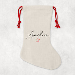Personalised Christmas Sack | Custom Christmas Stocking | Custom Santa Sack For Kids, Children's Christmas Sack - Handwritten Star