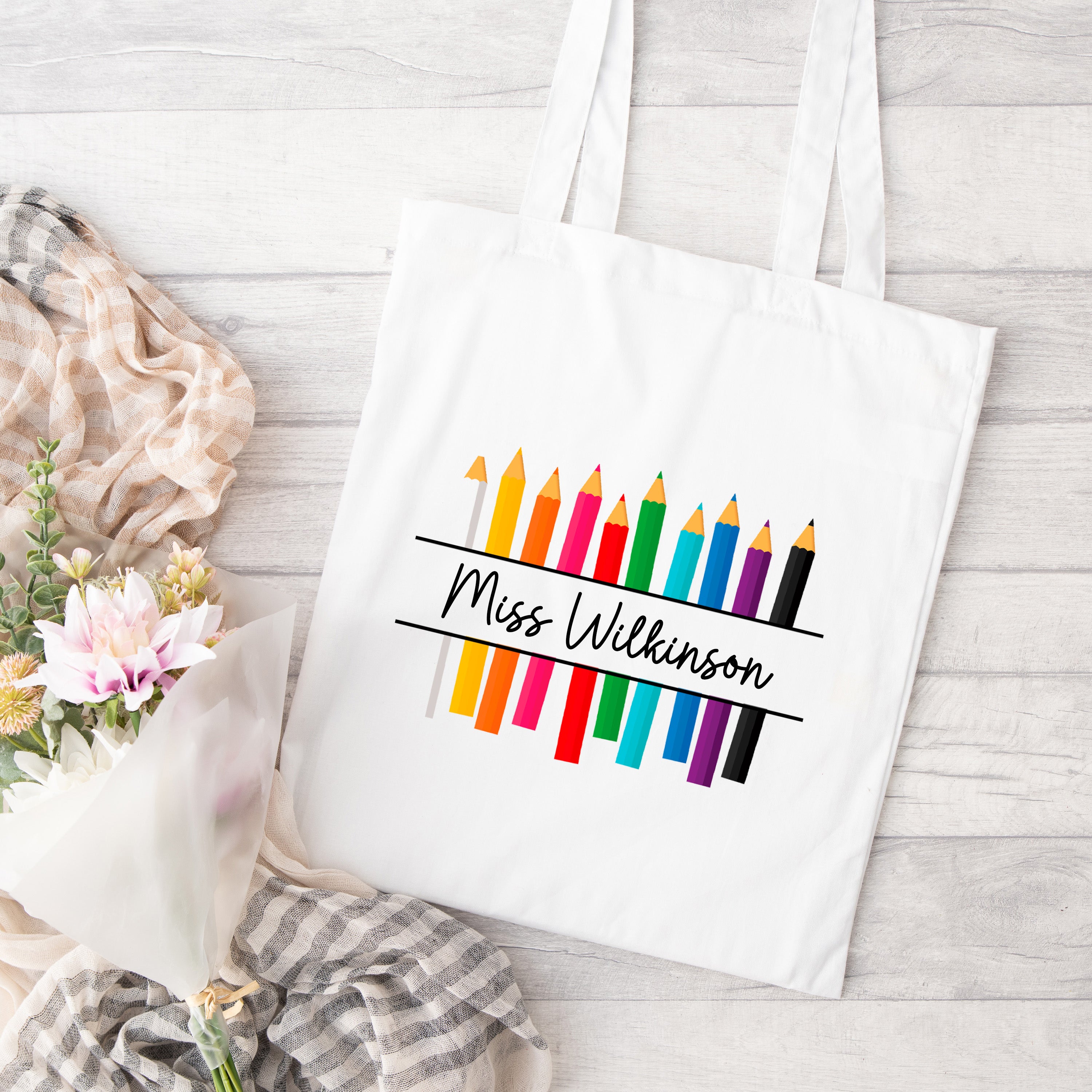 Thank You Teacher Gift, Personalised Teacher Bag | Personalised Teacher Gift, Teacher Present. End Of Term Gift, TA Gift - Teacher Pencils