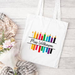 Thank You Teacher Gift, Personalised Teacher Bag | Personalised Teacher Gift, Teacher Present. End Of Term Gift, TA Gift - Teacher Pencils