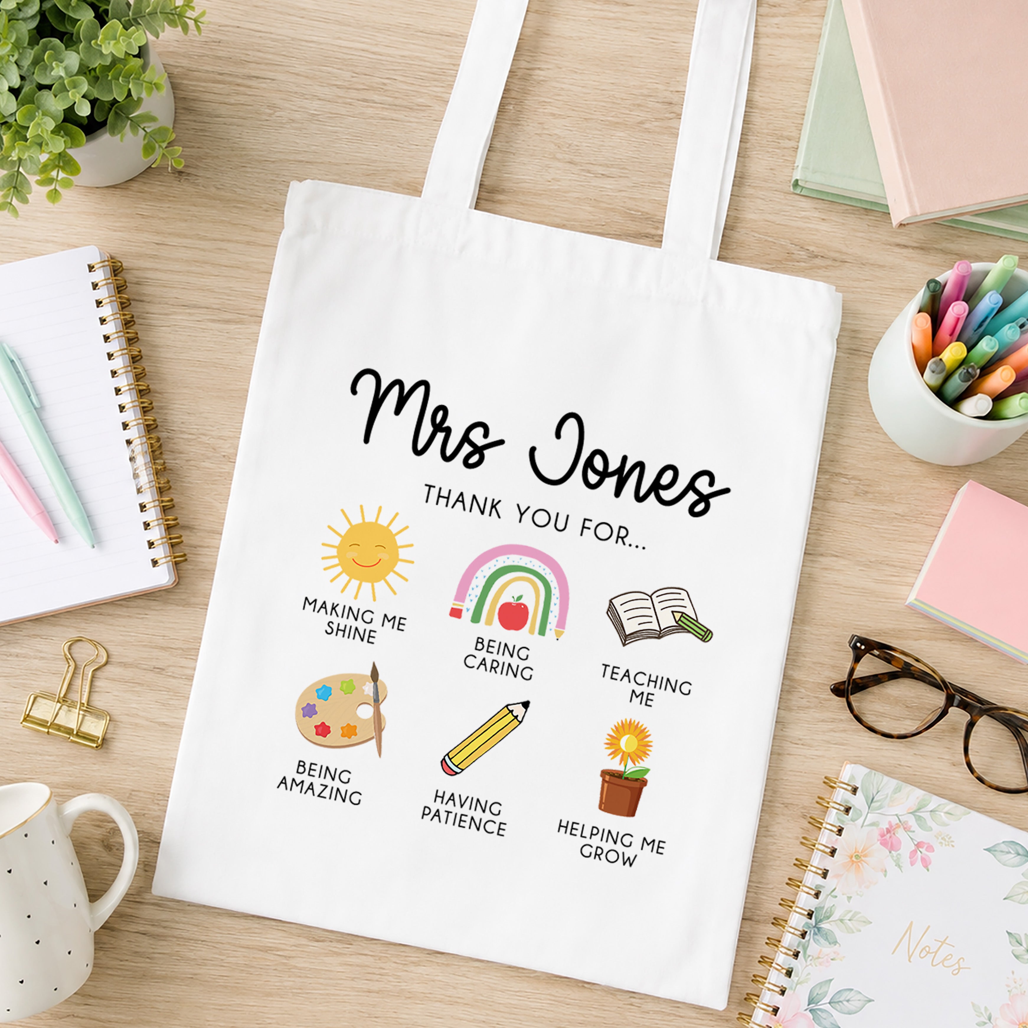 Thank You Teacher Gift, Personalised Teacher Bag | Personalised Teacher Gift, Teacher Present. End Of Term Gift, TA Gift - Teacher Wreath