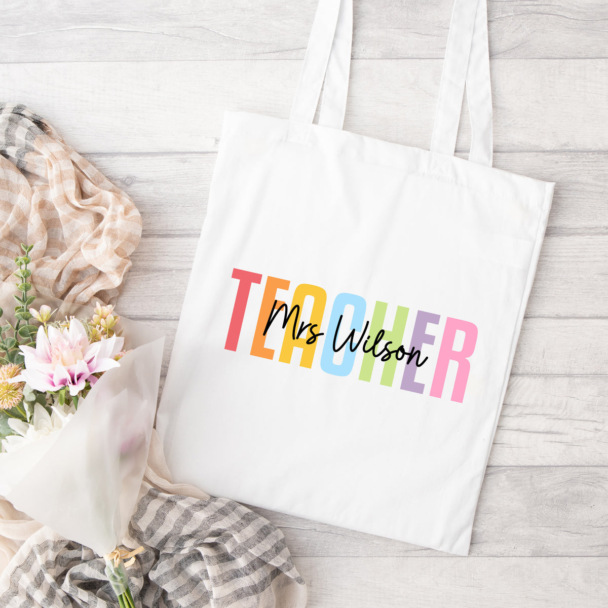 Thank You Teacher Gift, Personalised Teacher Bag | Personalised Teacher Gift, Teacher Present. End Of Term Gift, TA Gift - Watercolour