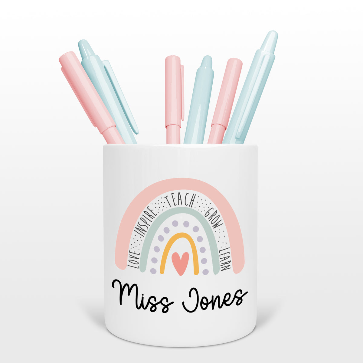 Personalised Ceramic Pencil Pot - Teacher Gift - Teacher Rainbow - TA Gift, Teacher Present, | End of Year Present, Teaching Assistant Gift