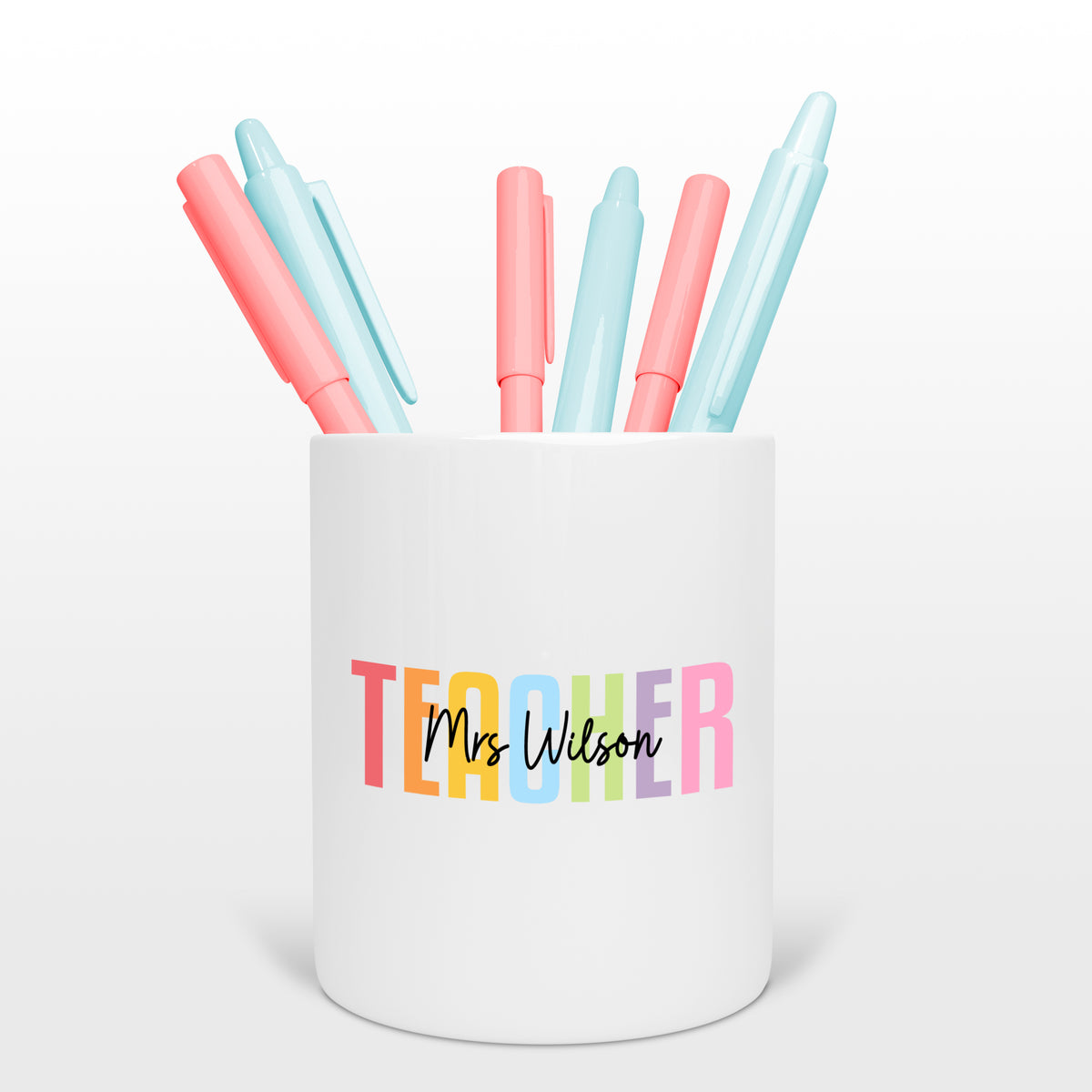 Personalised Ceramic Pencil Pot - Teacher Gift - Watercolour Teacher - TA Gift, Teacher Present, | End of Year Present, Teaching Assistant