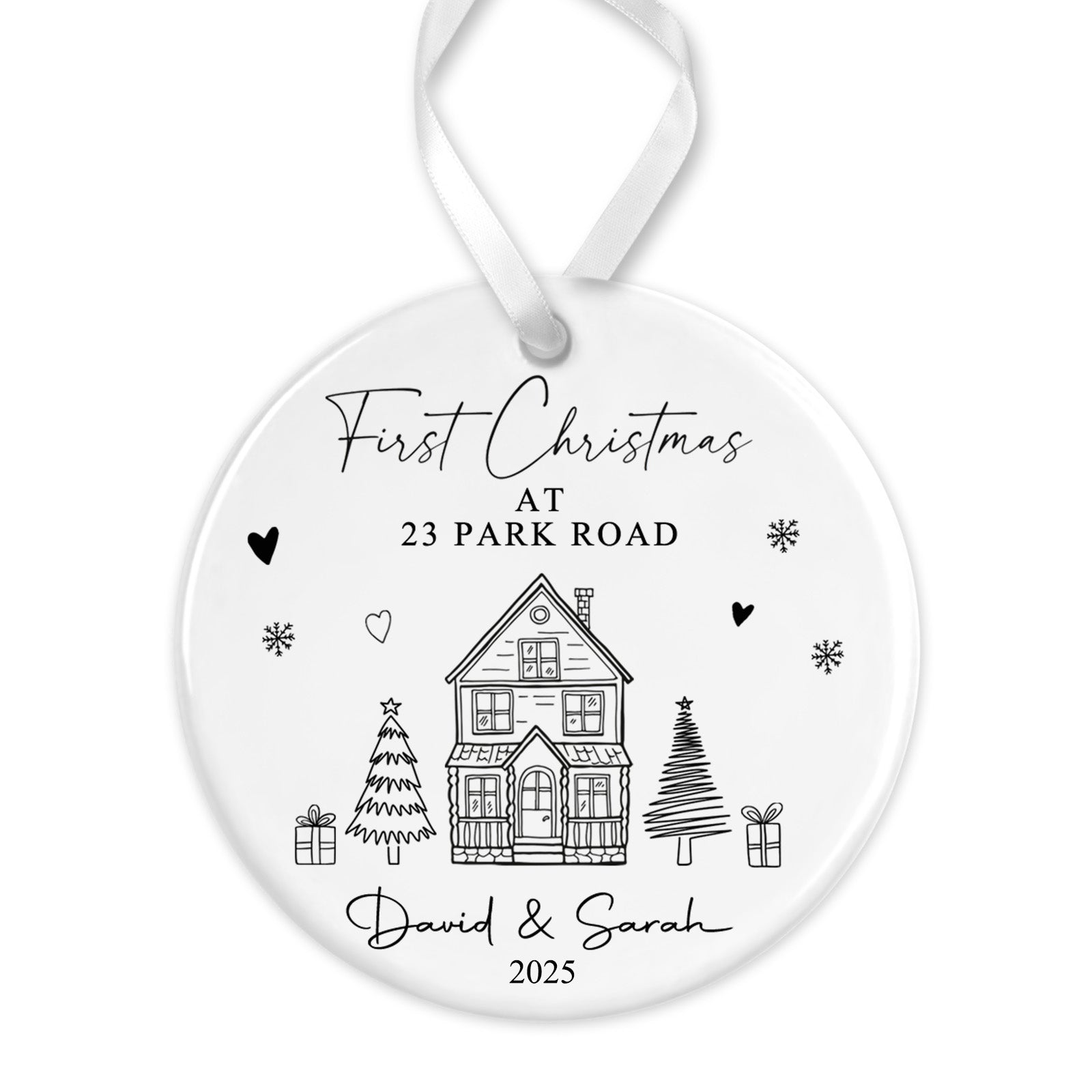 Personalised Christmas Bauble | First Christmas At New Home Bauble, 1st Christmas At Decoration Keepsake | New Home Gift - Illustrations