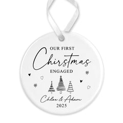 Personalised Engagement Bauble | First Christmas Engaged Bauble | 1st Christmas Engaged Gift | First Christmas Engagement Keepsake - Illustrations