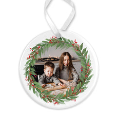 Personalised Christmas Ornament | Custom Photo Christmas Bauble, Personalised Christmas Decoration, Family Christmas | Holly Wreath Photo
