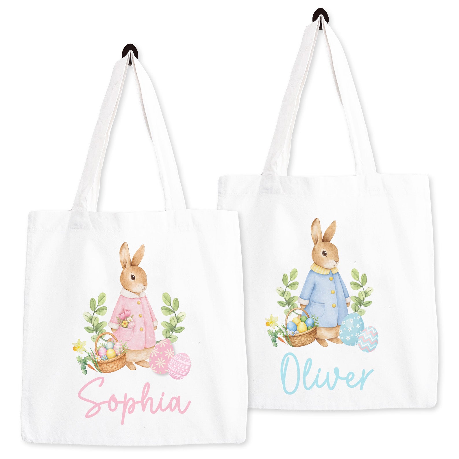Personalised Easter Bag | Pink or Blue | Personalised Easter Tote, Custom Easter Hunt Bag, Personalised Easter Gift, Easter Basket