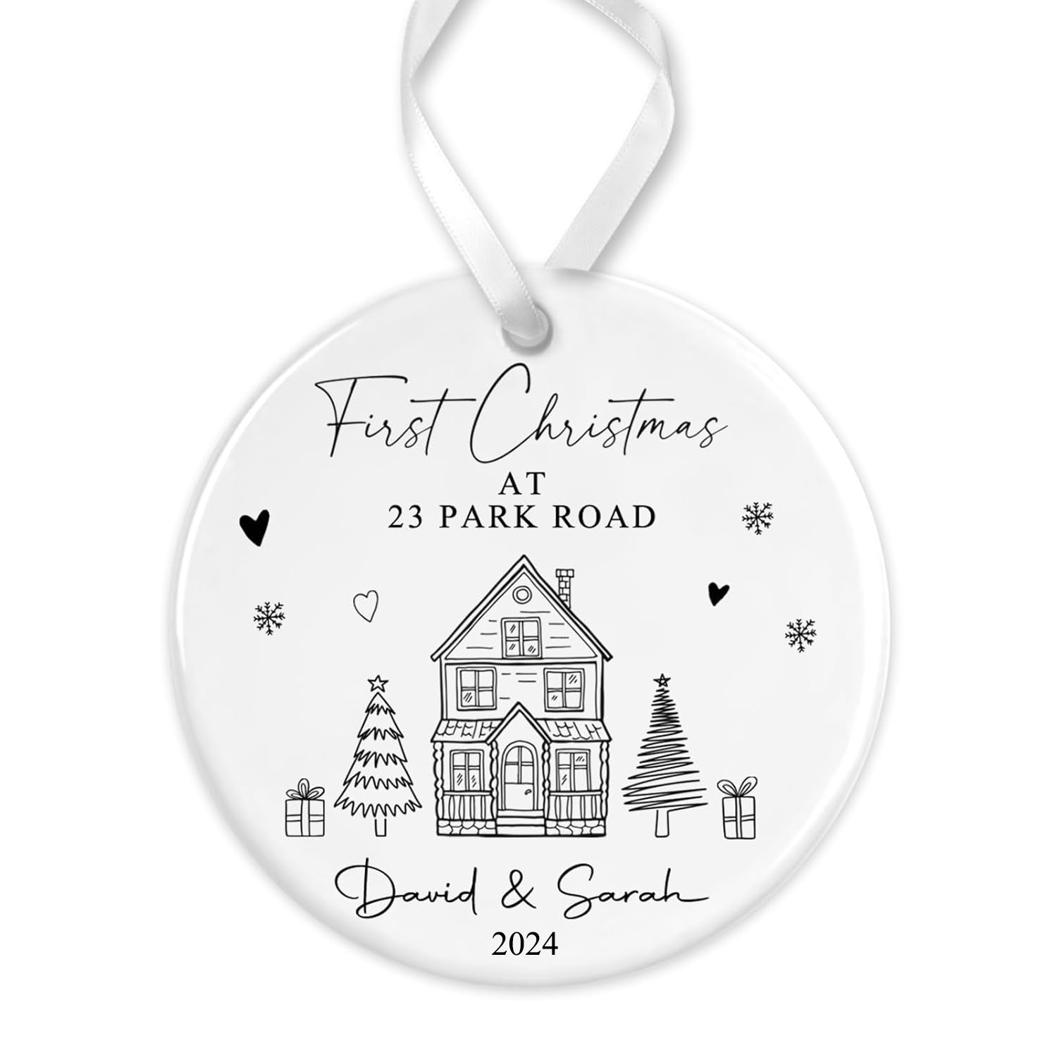 Personalised Christmas Bauble | First Christmas At New Home Bauble, 1st Christmas At Decoration Keepsake | New Home Gift - Illustrations
