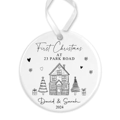 Personalised Christmas Bauble | First Christmas At New Home Bauble, 1st Christmas At Decoration Keepsake | New Home Gift - Illustrations