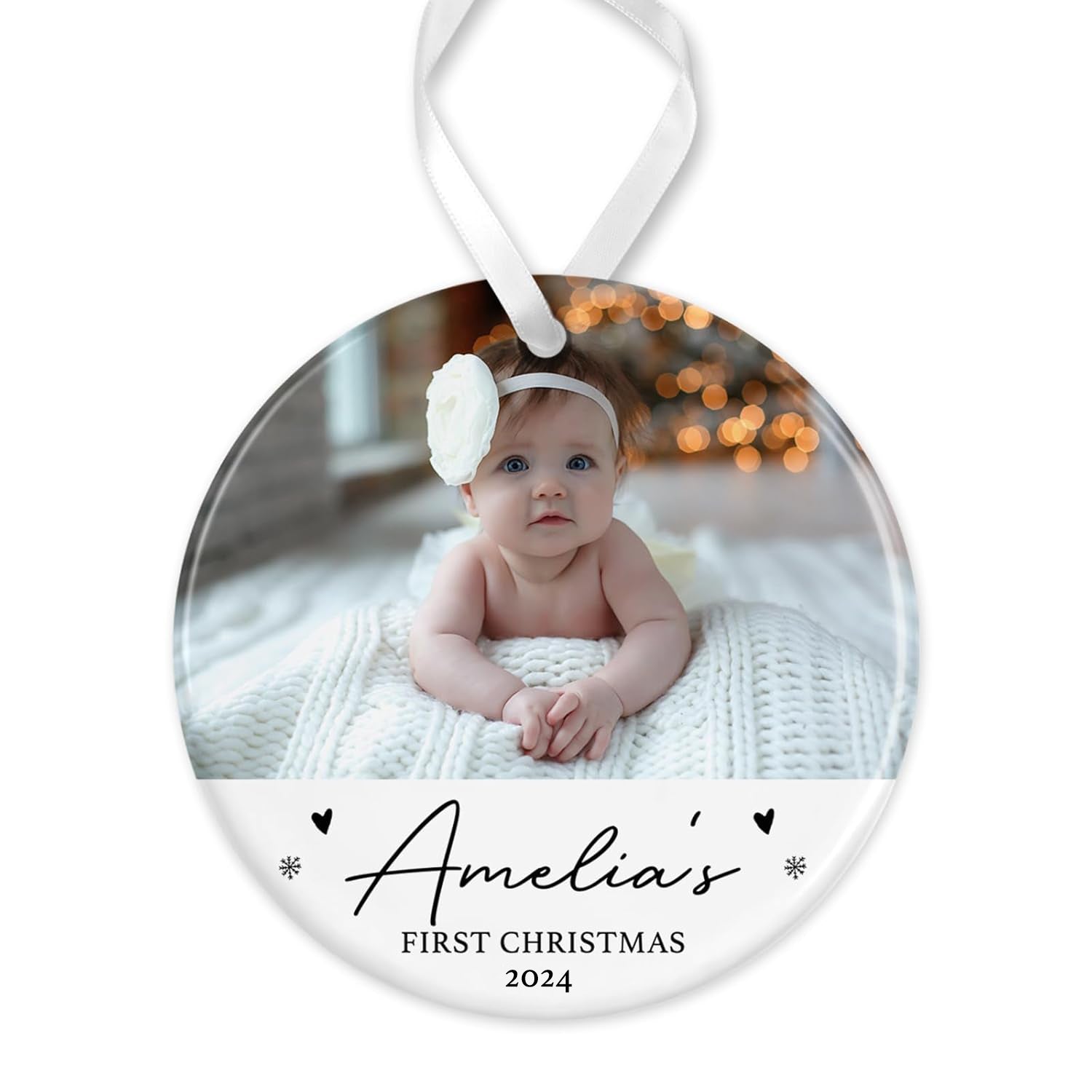 Personalised Babys First Christmas Bauble | Babys 1st Christmas Bauble | Baby’s 1st Christmas Gift | 1st Christmas Decoration - Photo Upload