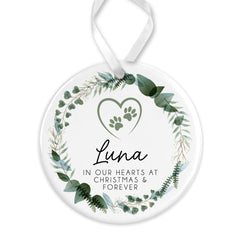 Dog Memorial Christmas Bauble | Pet Memory Ornament | Cat Memorial Keepsake Bauble | Pet Loss Christmas, Pet Loss Gift - Floral Wreath