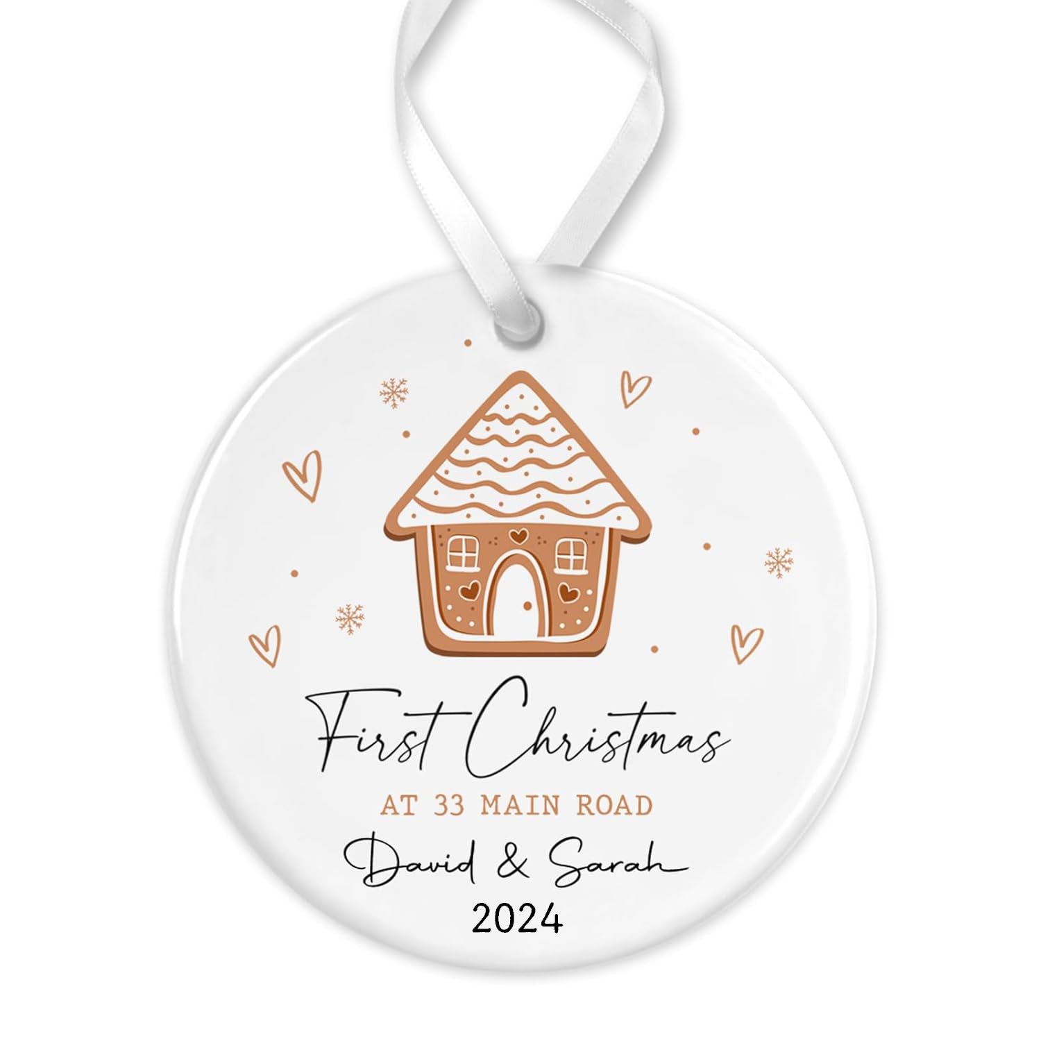 Personalised Christmas Bauble | First Christmas At New Home Bauble, 1st Christmas At Decoration Keepsake | New Home Gift - Gingerbread House
