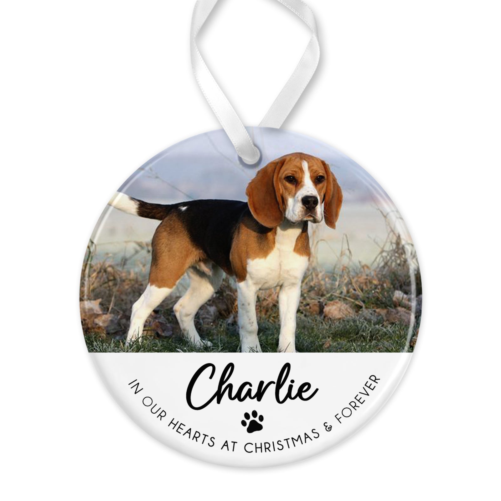 Dog Memorial Christmas Bauble | Pet Memory Ornament | Cat Memorial Keepsake Bauble | Pet Loss Christmas, Pet Loss Gift - Photo in Our Hearts