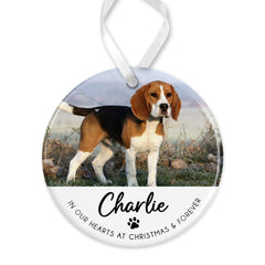 Dog Memorial Christmas Bauble | Pet Memory Ornament | Cat Memorial Keepsake Bauble | Pet Loss Christmas, Pet Loss Gift - Photo in Our Hearts