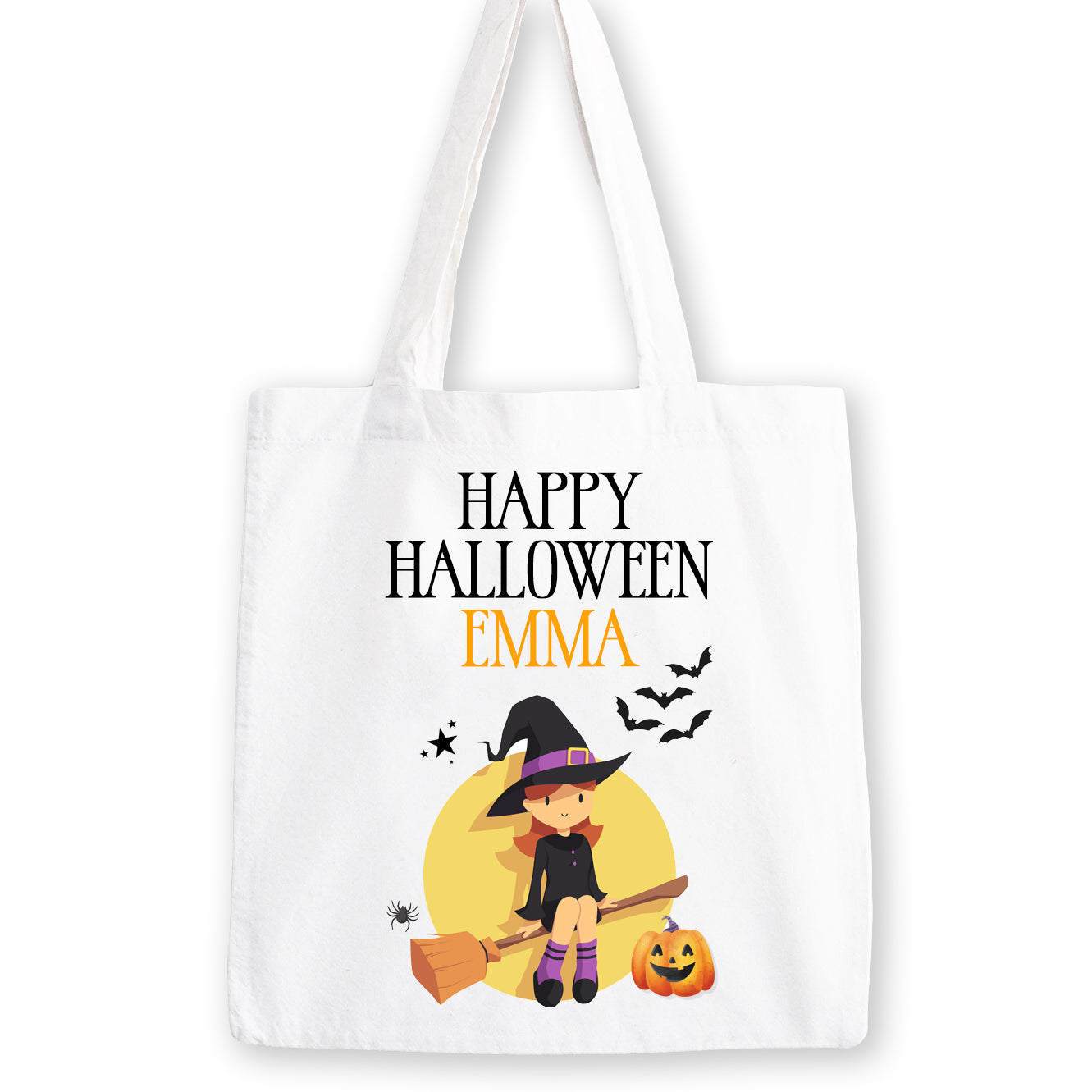 Personalised Halloween Trick or Treat Bag | Witch | Halloween Tote Bag | Personalised Halloween Gift