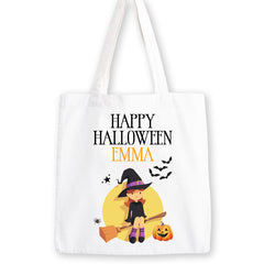 Personalised Halloween Trick or Treat Bag | Witch | Halloween Tote Bag | Personalised Halloween Gift
