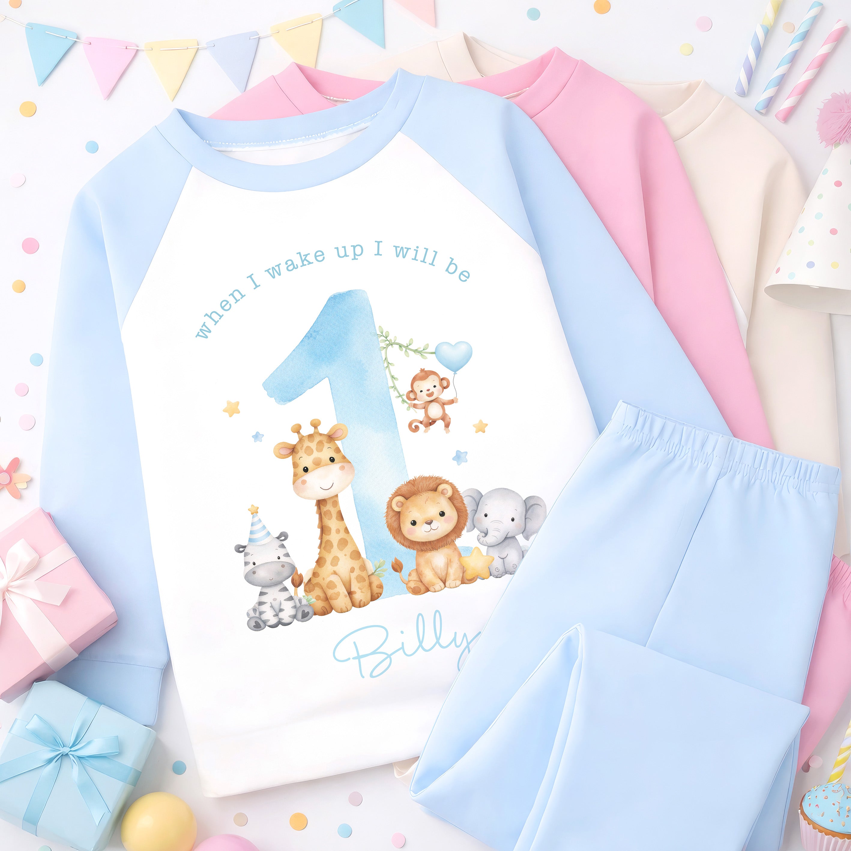 Personalised 1st Birthday Pyjamas, First Bib | When I Wake Up I Will Be 1, Girls 1st Birthday Pyjamas, Boys 1st Birthday Pyjamas