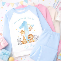 Personalised 1st Birthday Pyjamas, First Bib | When I Wake Up I Will Be 1, Girls 1st Birthday Pyjamas, Boys 1st Birthday Pyjamas